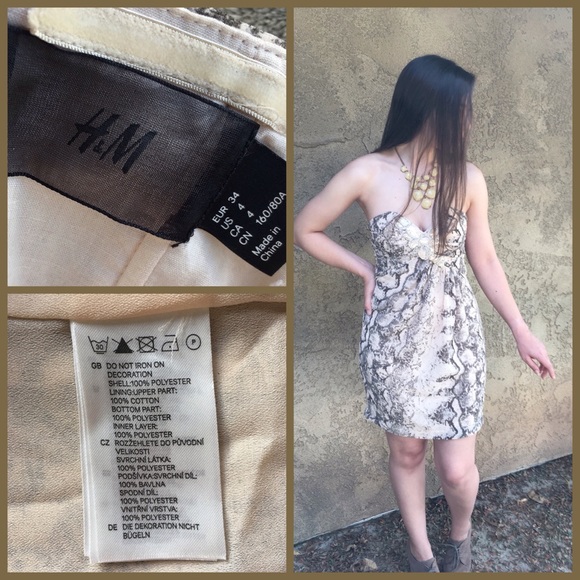 🍂 H&M Strapless Snakeskin Print Dress Size 4 🍂 - Picture 8 of 8